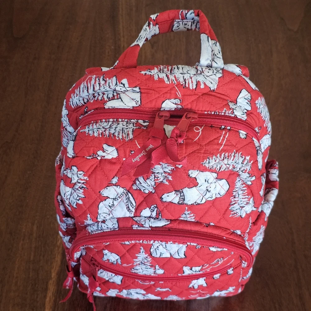 Vera Bradley Red Polar Bear Quilted Mini Backpack